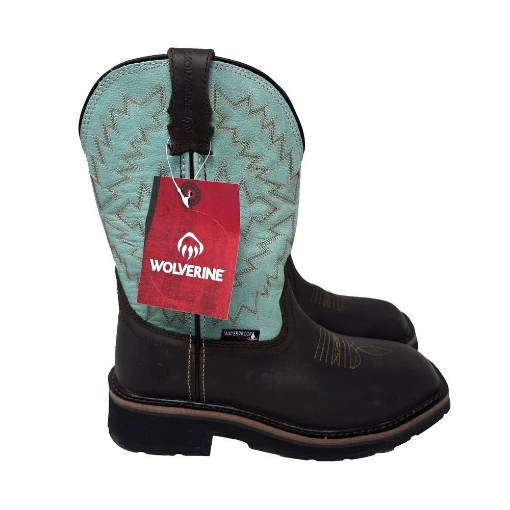 NWT Wolverine Rancher Arrow Steel Toe WP W241054 Womens Work Boots Aqua